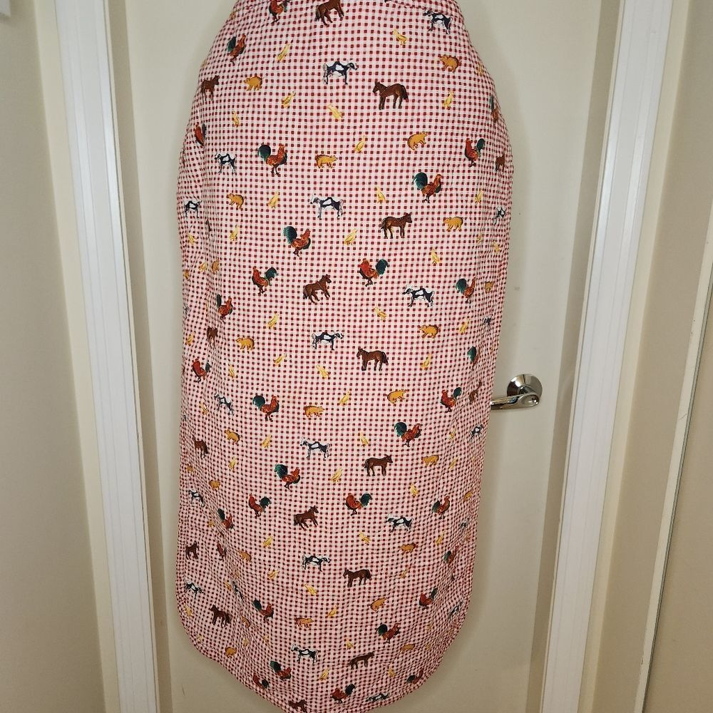 Vintage Gingham Baby Crib Mat Farm Animal